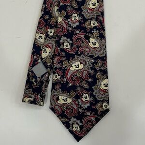 Disney Balancine The Tie Works Men Neck Black Red Mickey Mouse Paisley 100% Silk